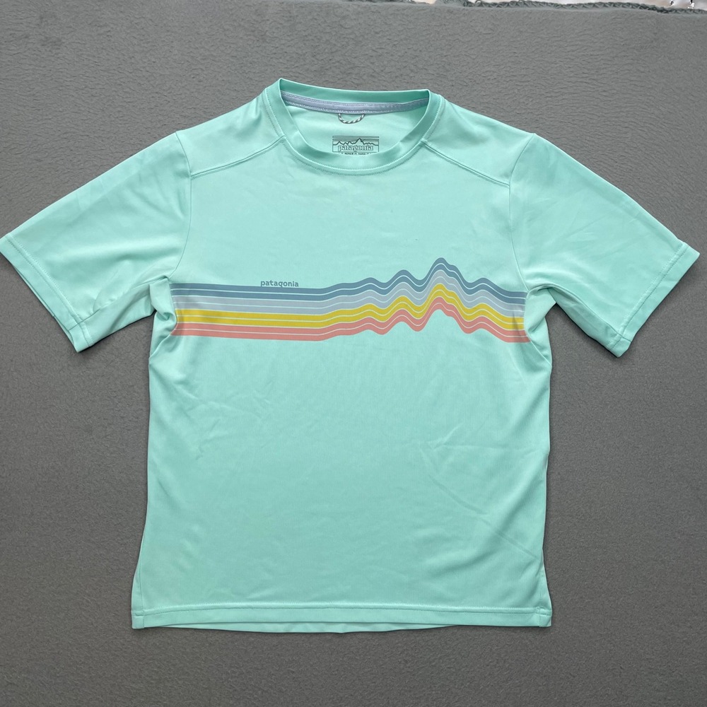 Patagonia Kids T-Shirt Recycled Polyester M 10 Retro Graphic Gorpcore Activewear
